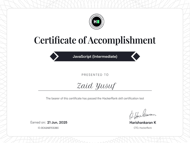 Certified Javascript Developer