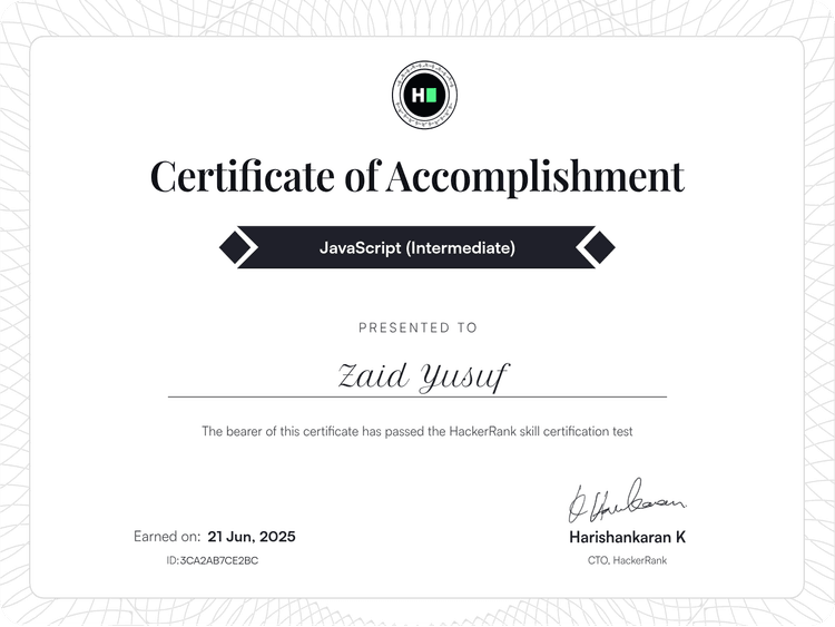 Certified Javascript Developer